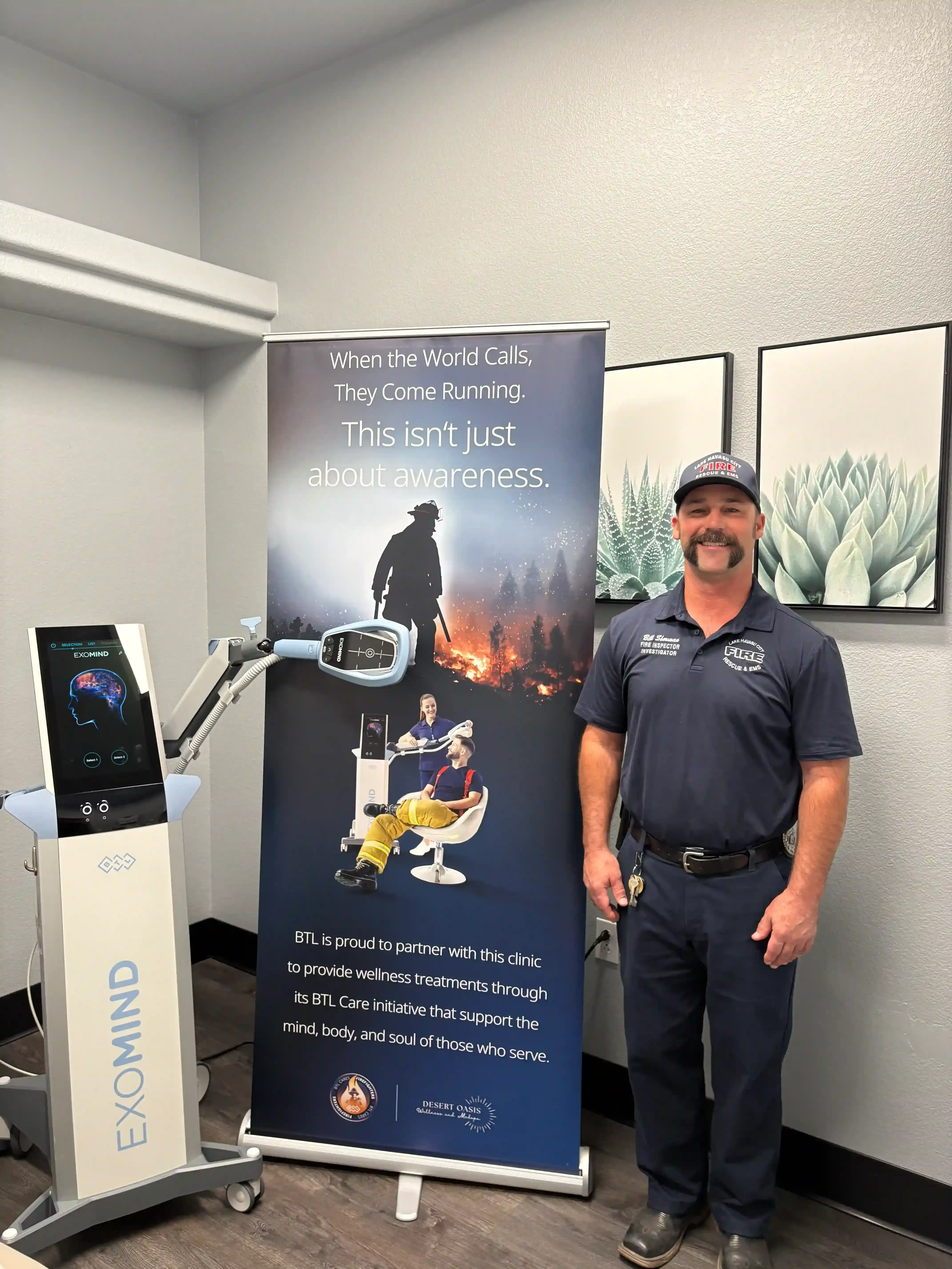 Patient relaxing during an Exomind TMS therapy session at Desert Oasis Wellness and Med Spa in Lake Havasu City